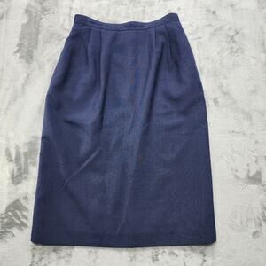 Vintage Sassco Skirt Womens 8 Blue High Waist Pencil Lined Office Career Preppy